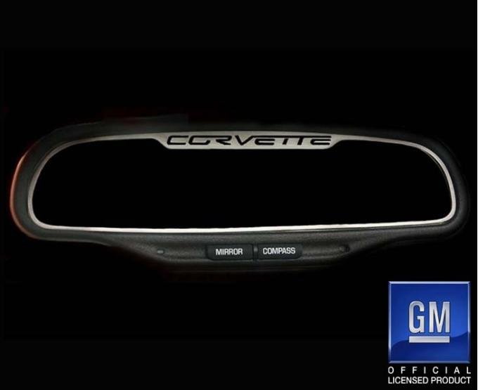 American Car Craft 2005-2013 C6 Corvette - CORVETTE Style Rear View Mirror Trim, Brushed Stainless (STANDARD) 041033