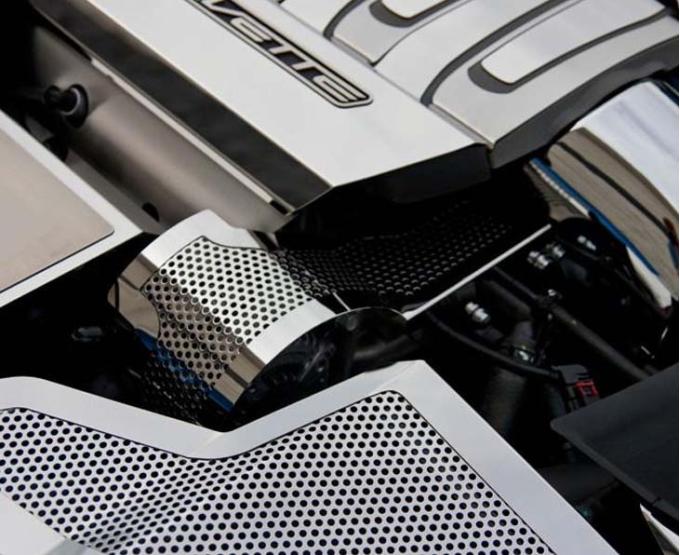 American Car Craft 2014-2019 C7 Corvette Stingray - Alternator Cover (Perforated Stainless Steel) 053049