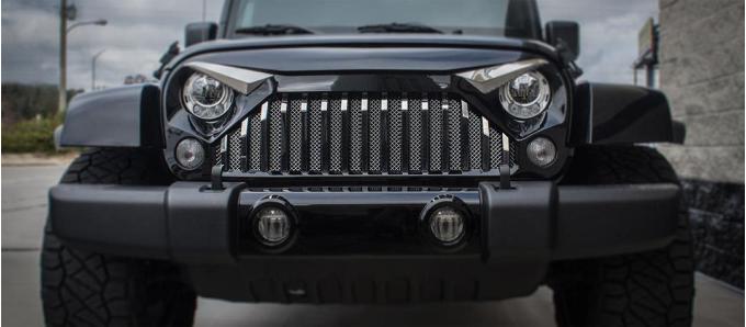 American Car Craft 2007-2018 Jeep Wrangler JK with Gladiator Grille - Front Lower Chrome Mesh Grille, Stainless Steel 142040