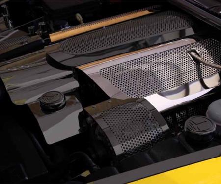 American Car Craft 2005-2007 C6 Corvette - Fuel Rail Covers Perforated, Stainless Steel 043107