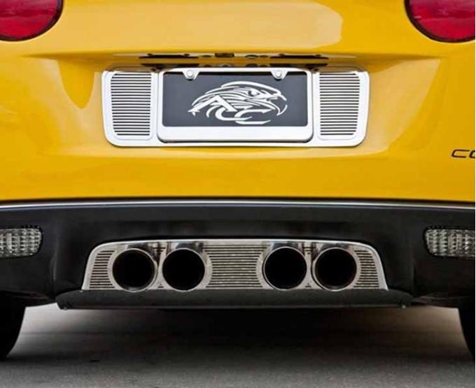 American Car Craft 2005-2013 C6 Corvette - Billet Style Exhaust Filler Panel for STOCK Exhaust, Polished Stainless Steel 042126
