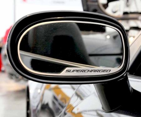 American Car Craft 2005-2013 C6 Corvette - Side View Mirror Trim SUPERCHARGED Style 2Pc [Auto-Dim], Brushed Stainless 042122