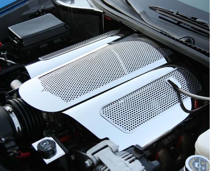 American Car Craft 2006-2013 C6 Corvette Z06 only - Perforated Plenum Cover Low Profile, Polished Stainless Steel 043090