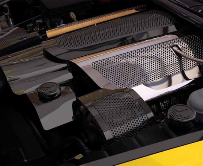 American Car Craft 2005-2007 C6 Corvette - Fuel Rail Covers Perforated, Stainless Steel 043107