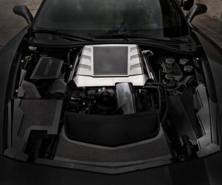 American Car Craft 2015-2016 C7 Z06 Corvette - Z06 Style Supercharger Engine Shroud Cover, Carbon Fiber/Stainless Steel 053080