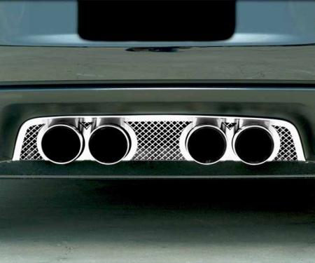 American Car Craft 2005-2013 C6 Corvette - Laser Mesh Exhaust Filler Panel, NPP Dual-Mode/Bi-Mode, Stainless Steel 042006