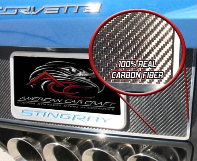 American Car Craft 2014-2019 C7 Corvette Stingray - Tag Back-Plate, Carbon Fiber With Stainless Steel Trim 052066