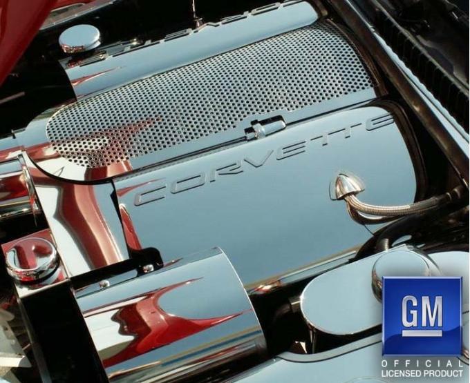 American Car Craft 1999-2004 C5/Z06 Corvette - Fuel Rail Covers CORVETTE Style 2Pc with Oil Cap Cover, Stainless Steel 033038
