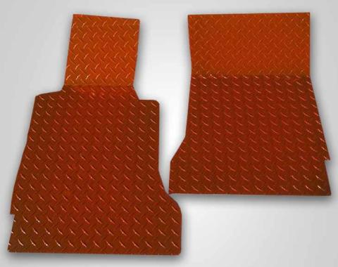 American Car Craft 2005-2013 C6 Corvette - Orange Diamond Plate Floor Mats 2Pc, Polished Aluminum 041003