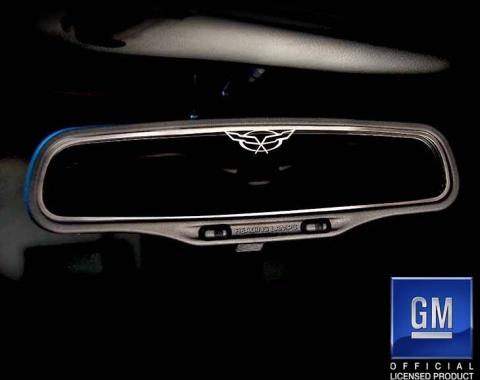 American Car Craft 1997-2004 C5/Z06 Corvette - Rear View Mirror Trim with Crossed Flags Auto-Dim, Brushed Stainless 031043