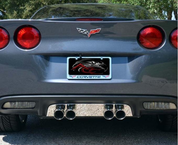 American Car Craft 2005-2013 C6 Corvette - Stock Exhaust Filler Panel Plain, Polished Stainless Steel 042001