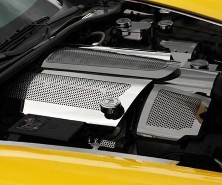 American Car Craft 2008-2013 C6/GS Corvette - Fuel Rail Replacement Covers Dry Sump equip 2Pc, Perforated Stainless Steel 043118