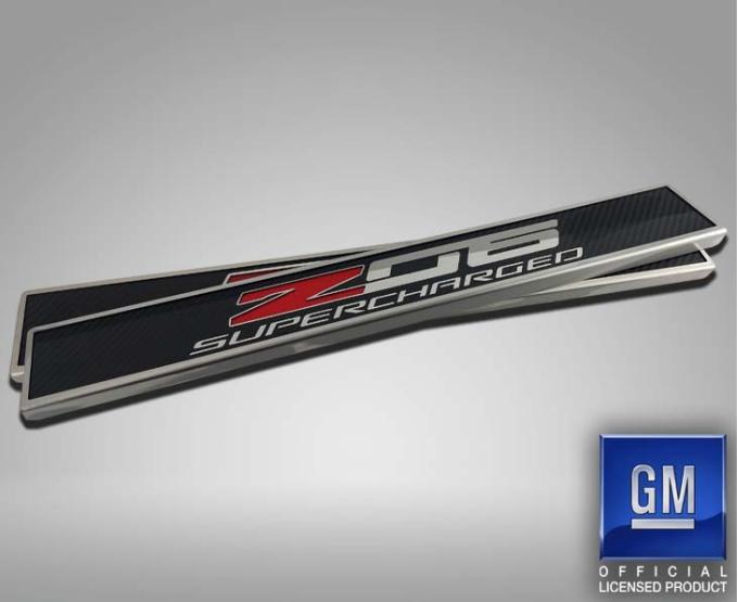 American Car Craft 2014-2019 C7 Corvette - Z06 SUPERCHARGED Replacement Door Sills, Carbon Fiber with Stainless Trim 051030