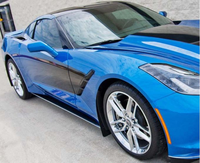American Car Craft 2014-2019 C7 Corvette Stingray - Carbon Fiber Side Skirts, Stainless Steel with Carbon Fiber 052067