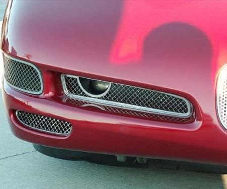 American Car Craft 1997-2004 C5 Corvette - Laser Mesh Fog Light Grille 2Pc, Polished Stainless Steel 032024