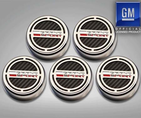 American Car Craft 2016-2019 C7 Grand Sport Corvette - Fluid Cap Cover Set with Grand Sport Emblem (Manual - 6 Piece) 053096