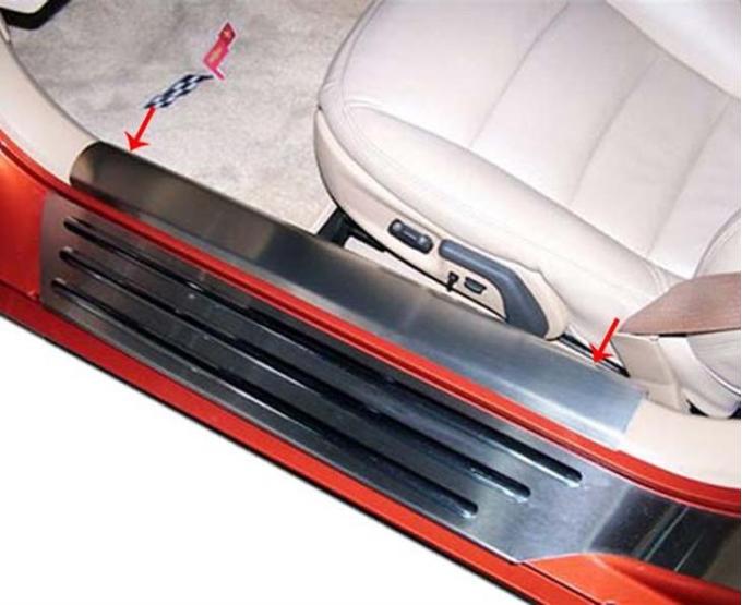 American Car Craft 2005-2013 C6 Corvette - Inner Door Sills 2Pc, Brushed Stainless Steel 041026