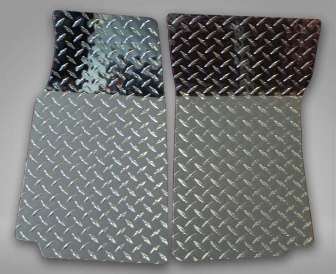 American Car Craft 1968-1982 C3 Corvette Floor Mats 2Pcs Diamond Plate, Polished Aluminum 011001