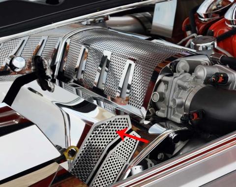 American Car Craft 2008-2011 Challenger/Charger/Magnum/300 SRT8 6.1L - Fuel Rail Covers [Aftermarket Air Box] 2Pc, Polished/Perforated 153028