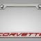 American Car Craft 2020-2024 C8 Corvette - CORVETTE Style License Plate Frame, Brushed Stainless, Choose Color Inlay 882008