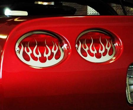 American Car Craft 1997-2004 C5/Z06 Corvette - Taillight Grilles Flame Style 4Pc, Polished Stainless Steel 032040