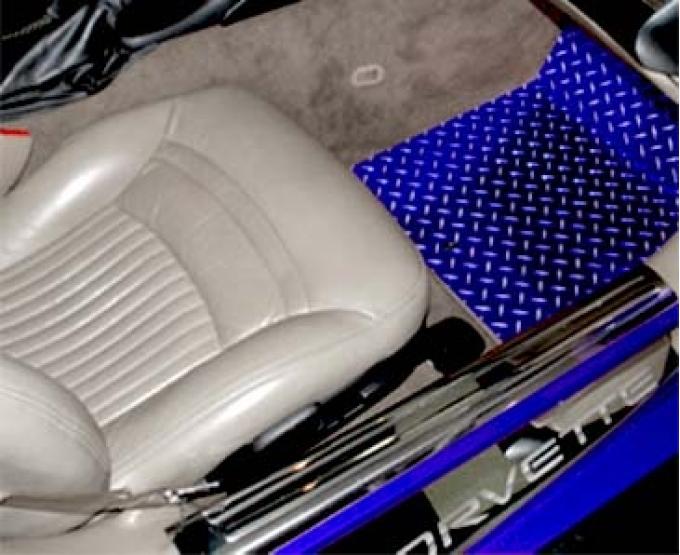 American Car Craft 1999-2004 C5/Z06 Corvette - Blue Diamond Plate Aluminum Floor Mats 2Pc, Specify Year When Ordering 031003