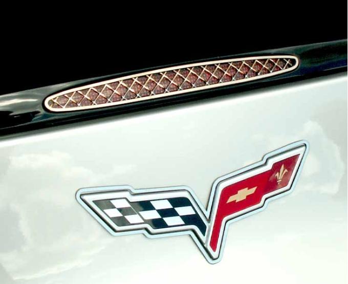 American Car Craft 2005-2013 C6 Corvette - 5th Brake Light Grille Laser Mesh, Polished Stainless Steel 042065