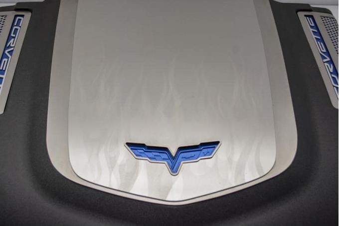 American Car Craft 2009-2013 Corvette ZR1 only - Custom Flame Etched Engine Shroud Cover 2Pc, Stainless Steel 043073