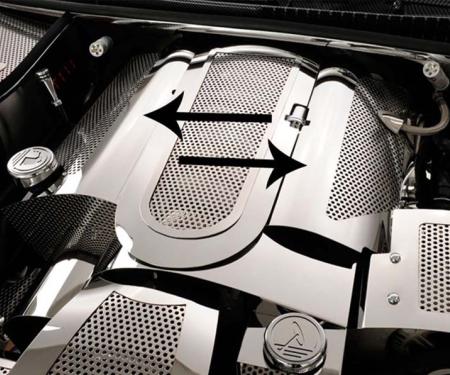 American Car Craft 1999-2004 C5/Z06 Corvette - Fuel Rail Covers Replacement Style with Cap Cover PERFORATED, Polished Stainless 033047