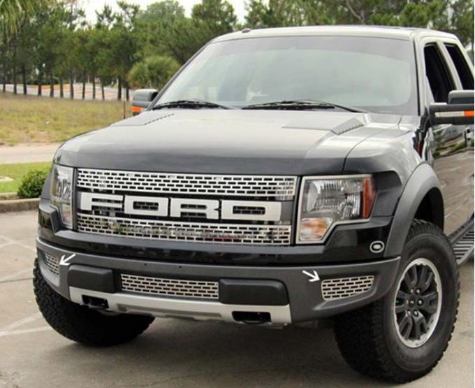 American Car Craft 2010-2014 Ford Raptor - Lower Front Outer Grille 2Pc, Brushed or Polished Stainless Steel (Brushed) 772015