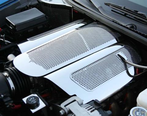 American Car Craft 2006-2013 C6 Corvette Z06 only - Perforated Plenum Cover Low Profile, Polished Stainless Steel 043090
