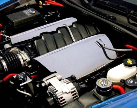 American Car Craft 2008-2013 C6/GS Corvette - Fuel Rail Covers Replacement Style with Cap Cover, Polished Stainless Steel 043053