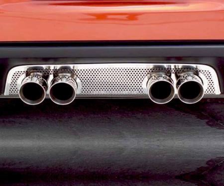 American Car Craft 2005-2013 C6 Corvette - Perforated Exhaust Filler Panel, Stock, Polished Stainless Steel 042002