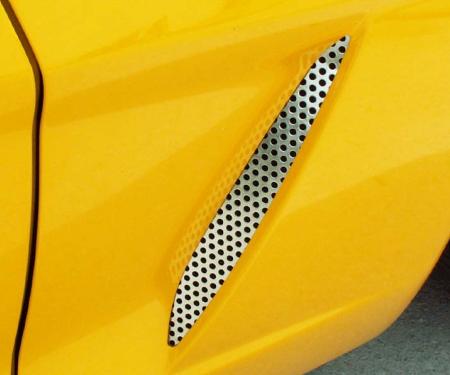 American Car Craft 2005-2013 C6 Corvette - Side Vent Grilles Perforated 2Pc, Polished Stainless Steel 042052