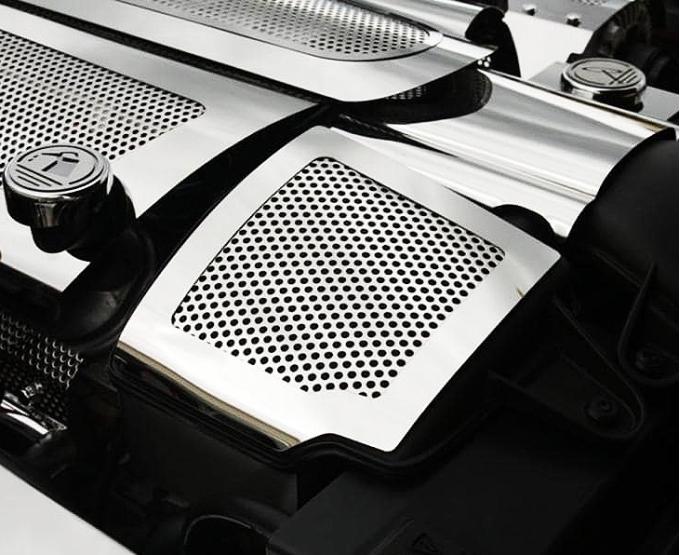 American Car Craft 2008-2013 C6/GS Corvette - Air Capacitor Cover Perforated 2Pc, Polished Stainless Steel 043057