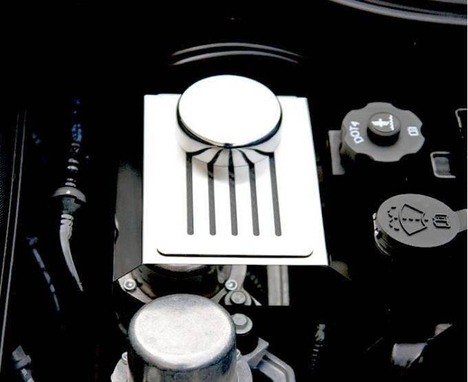 American Car Craft 2014-2019 Z06/Z51/ZR1/C7- Brake Master Cylinder Cover with Ribbed Slots MANUAL Trans., Polished Stainless, Choose Color 053039