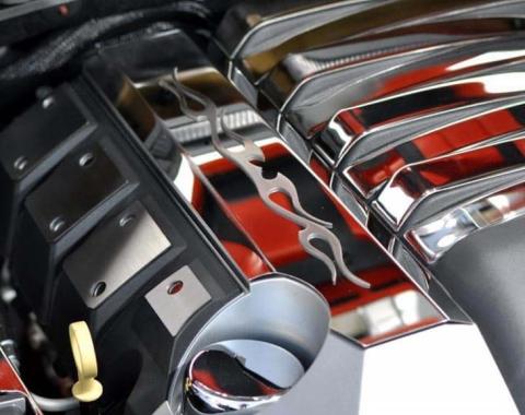 American Car Craft 2010-2015 Camaro SS - Fuel Rail Covers Tribal Flame Style 2Pc, Polished Stainless Steel 103010