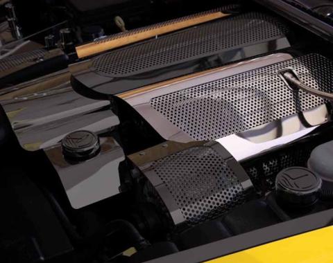 American Car Craft 2005-2007 C6 Corvette - Fuel Rail Covers Perforated, Stainless Steel 043107