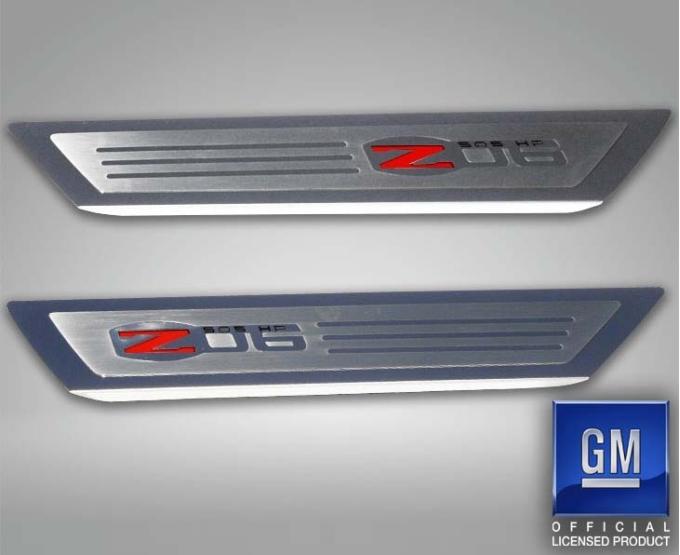 American Car Craft 2006-2013 C6 Corvette Z06 - Outer Door Sills Z06 Logo Inlay 2Pc, Stainless Steel 041054