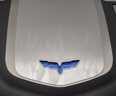 American Car Craft 2009-2013 Corvette ZR1 only - Custom Flame Etched Engine Shroud Cover 2Pc, Stainless Steel 043073