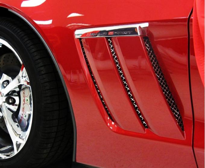 American Car Craft 2010-2013 Grand Sport Corvette - Laser Mesh Side Vent Grilles 6Pc, Stainless Steel 042082