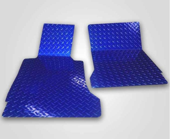 American Car Craft 2005-2013 C6 Corvette - Blue Diamond Plate Floor Mats 2Pc, Polished Aluminum 041006
