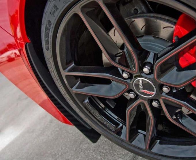 American Car Craft 2014-2019 C7 Corvette Stingray - Mud Guards Polished with Carbon Fiber BACKING, Stainless Steel (4 PC C7/Z51) 052022