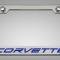 American Car Craft 2020-2024 C8 Corvette - CORVETTE Style License Plate Frame, Brushed Stainless, Choose Color Inlay 882008