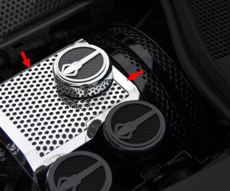 American Car Craft 2014-2019 Corvette Z06/ZR1/Z51/C7 Stingray - Perforated Brake Master Cylinder Cover, Stainless (Polished Automatic) 053071
