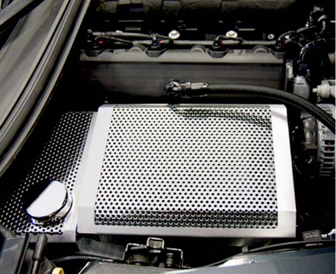 American Car Craft 2014-2019 Corvette Z06/Z51/C7 Stingray - Perforated/Brushed Fuse Box Cover, Stainless Steel 053064