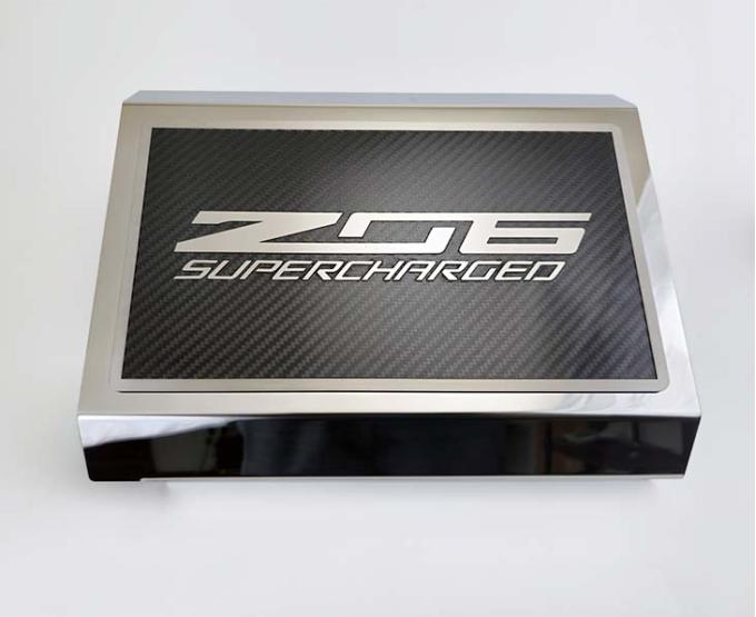 American Car Craft 2014-2019 C7 Z06 Corvette Fuse Box Cover Polished Stainless Steel with Real Carbon Fiber Z06 Top Plate 053133