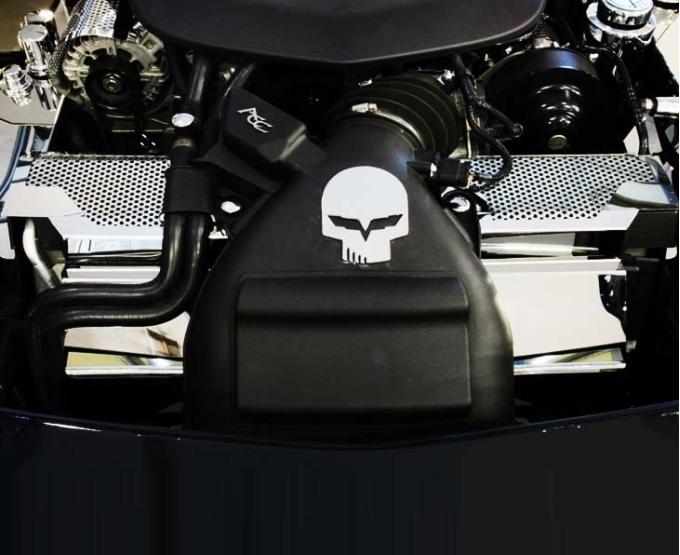 American Car Craft 2009-2012 Corvette ZR1 only - ZR1 Radiator Cover Perforated 2Pc, Polished Stainless Steel 043067
