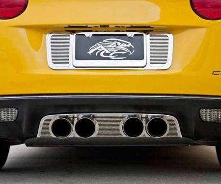 American Car Craft 2005-2013 C6 Corvette - Billet Style Exhaust Filler Panel for STOCK Exhaust, Polished Stainless Steel 042126