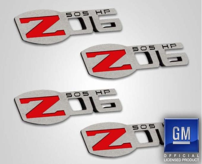 American Car Craft 2005-2013 C6 Corvette - Z06 505HP Badges 4Pc, Polished Stainless Steel 042125